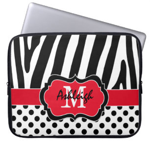 15" rött svart fodral för zebra ränderpolka