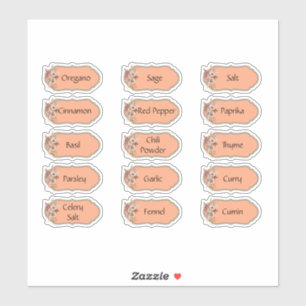 15 Rustic Blommigt Spice Burk Stickers Klistermärken