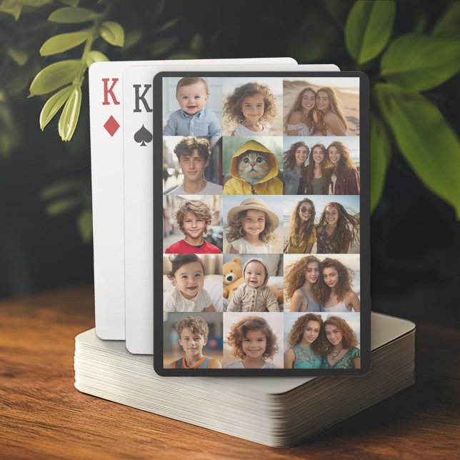 15 Stödraster för fotokollage - svart bakgrund Casinokort (Custom Playing Cards)