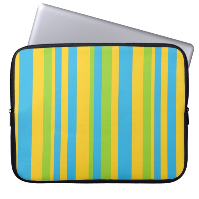 15-tums Laptop sleeve: Blå, Gult, Grönt Rand Sleeve (Framsidan)