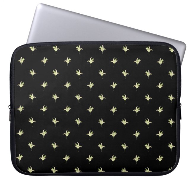 15-tums Laptop sleeve: Lilies of the Valley, Black Laptop Fodral (Framsidan)