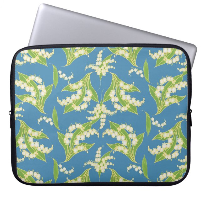 15-tums Laptop sleeve: Lilies of the Valley, Blue Laptop Sleeve (Framsidan)