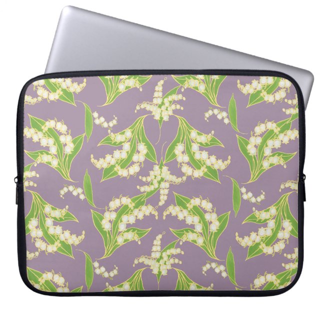 15-tums Laptop sleeve: Lilies of the Valley, Mauve Sleeve (Framsidan)