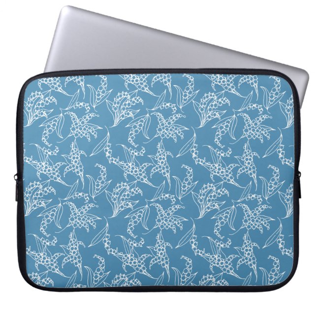 15-tums Laptop sleeve: Lilies-of-Valley, Blue Laptop Fodral (Framsidan)