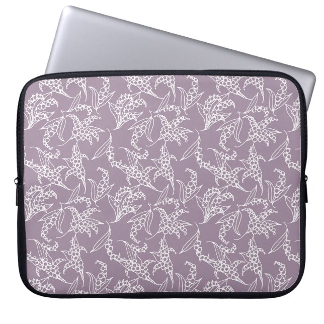 15-tums Laptop sleeve: Lilies-of-Valley, Mauve Laptop Sleeve (Framsidan)