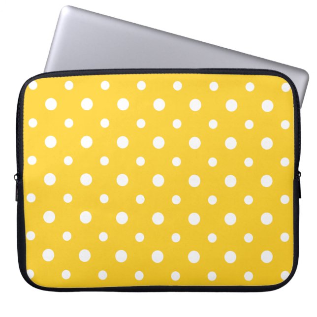 15-tums Laptop sleeve White Jumbo Polkas på Gulten (Framsidan)