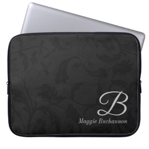 15-tums svart monogrammad-mask laptop sleeve