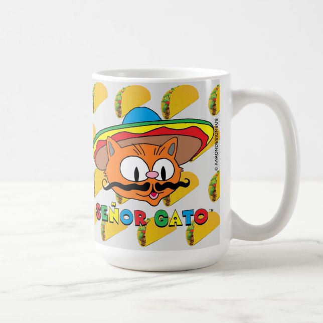 15 uns Cartoon Senor Gato Taco Lovers Big Kaffemugg (Höger)