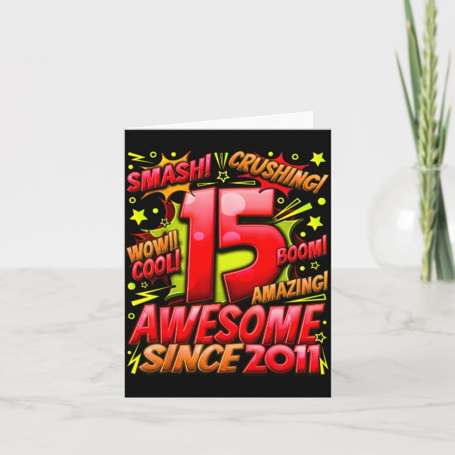 15 Year Old For Boys 15th Birthday Boy 15 Year Old Kort (Framsida)