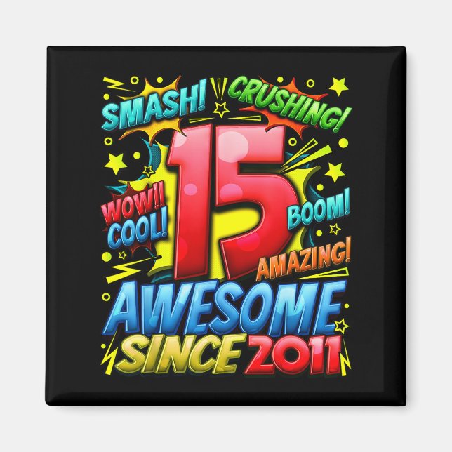 15 Year Old For Boys 15th Birthday Boy 15 Year Old Magnet (Framsidan)