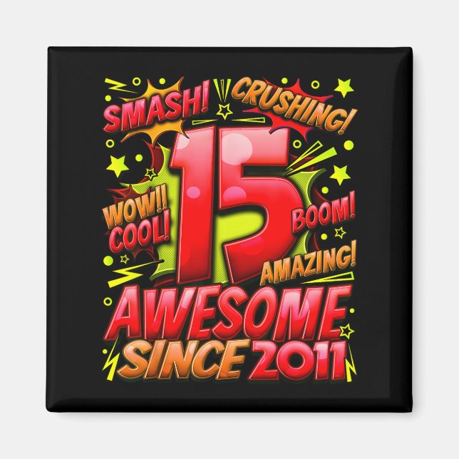 15 Year Old For Boys 15th Birthday Boy 15 Year Old Magnet (Framsidan)