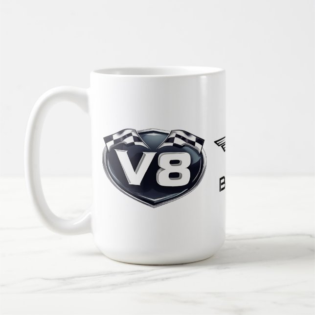 15oz Kaffe Mugg V8 Logotyp & Horse Vingar (Vänster)
