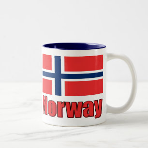 15oz två tonar muggblått \ vitnorge/flagga Två-Tonad mugg