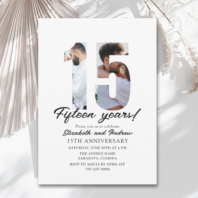 15th Anniversary with Photo Minimalist Inbjudningar (Skapare uppladdad)