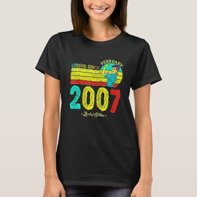 15th Birthday February 2007 Legend Since 2007 15 Y T Shirt (Framsida)