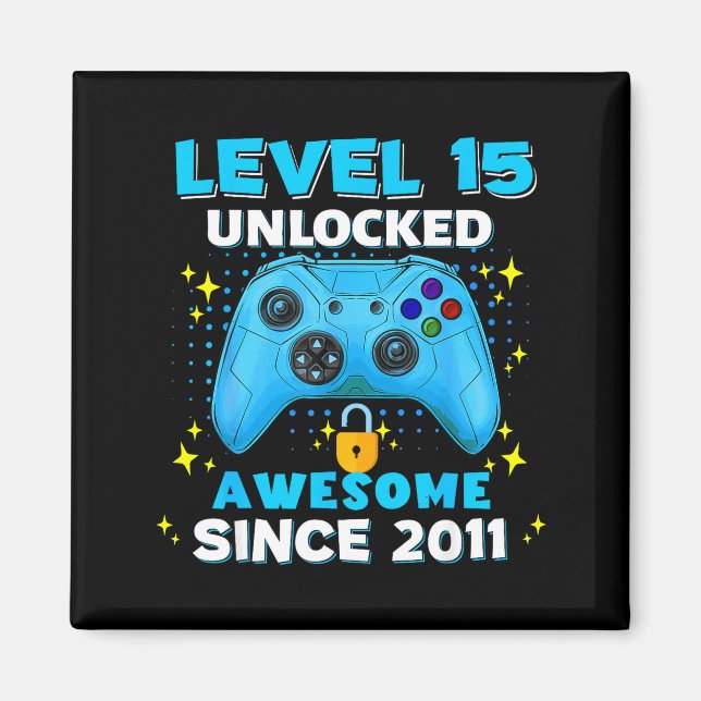 15th Birthday For Boys 15 Years Birthday Kids  Magnet (Framsidan)