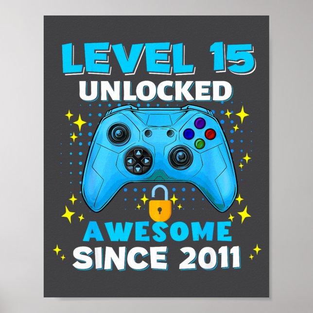 15th Birthday For Boys 15 Years Birthday Kids  Poster (Framsidan)