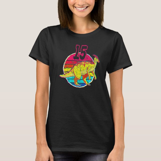 15th Birthday I Parasaurolophus I Family Matching T Shirt (Framsida)
