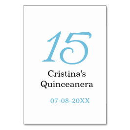 15th quinceanera birthday blue black bold letter n bordsnummer