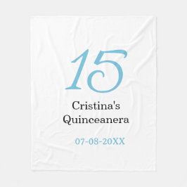 15th quinceanera birthday blue black bold letter n fleecefilt