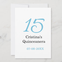 15th quinceanera birthday blue black bold letter n inbjudningar
