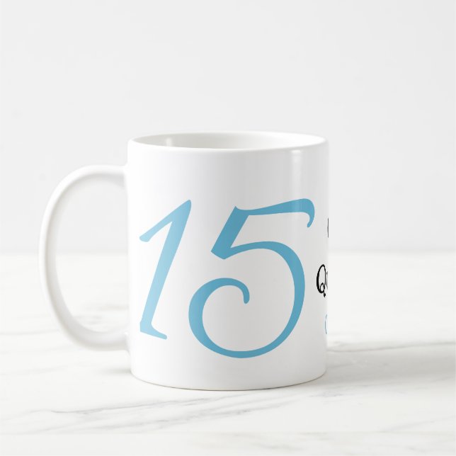 15th quinceanera birthday blue black bold letter n kaffemugg (Vänster)