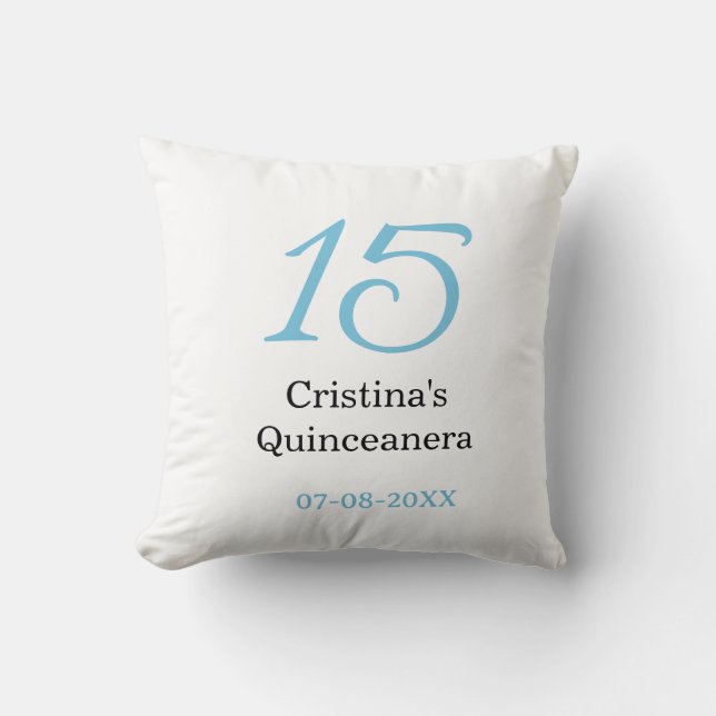 15th quinceanera birthday blue black bold letter n kudde (Framsida)