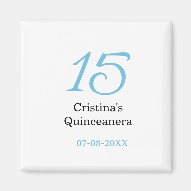 15th quinceanera birthday blue black bold letter n magnet (Framsidan)