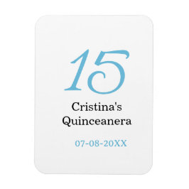 15th quinceanera birthday blue black bold letter n magnet