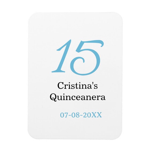 15th quinceanera birthday blue black bold letter n magnet (Vertikal)