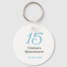15th quinceanera birthday blue black bold letter n nyckelring