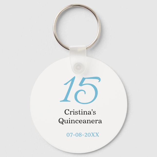 15th quinceanera birthday blue black bold letter n nyckelring (Framsida)