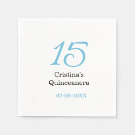15th quinceanera birthday blue black bold letter n pappersservett
