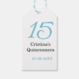 15th quinceanera birthday blue black bold letter n presentetikett
