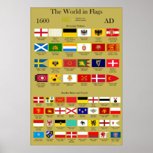 1600 AD Flaggor i världen Poster