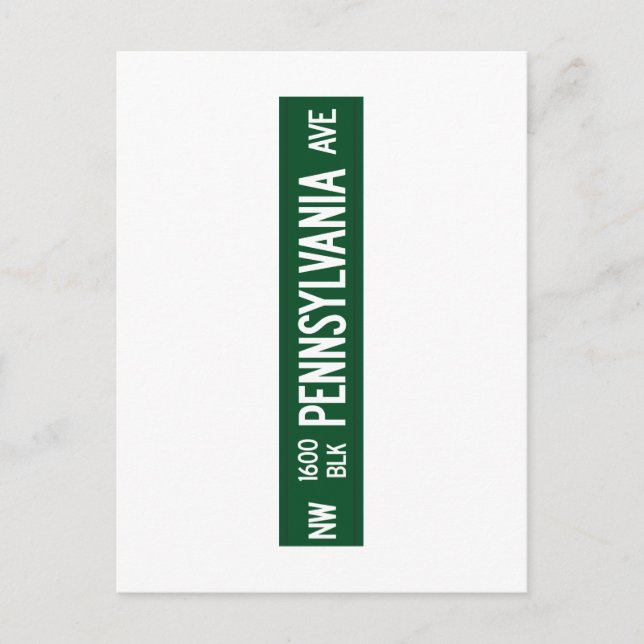 1600 Pennsylvania Avenue, Vägmärke, DC, USA Vykort (Framsida)