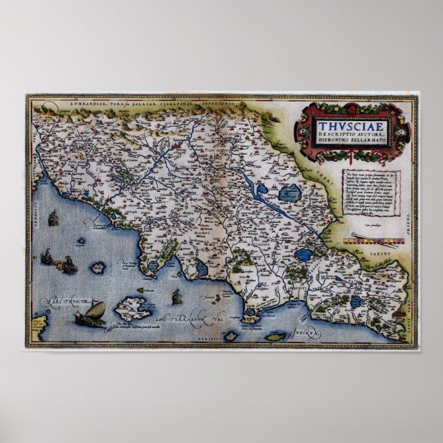 1600-talet Karta i Toscana Poster (Framsidan)