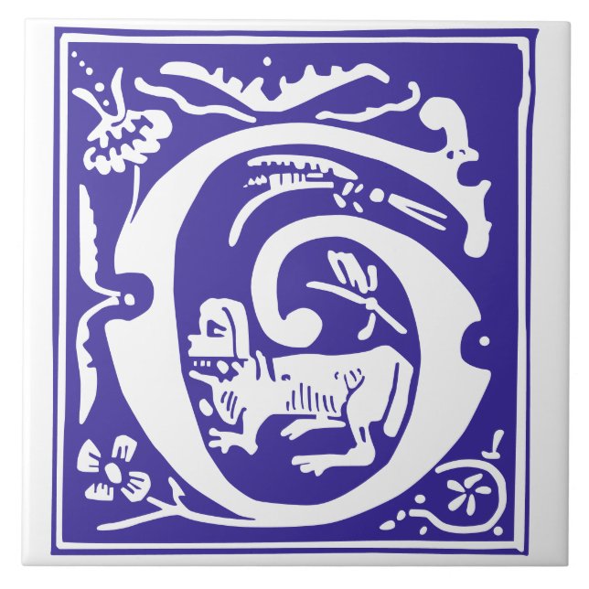 1600-talet skapar dekorativt kapital G Kakelplatta (Framsidan)