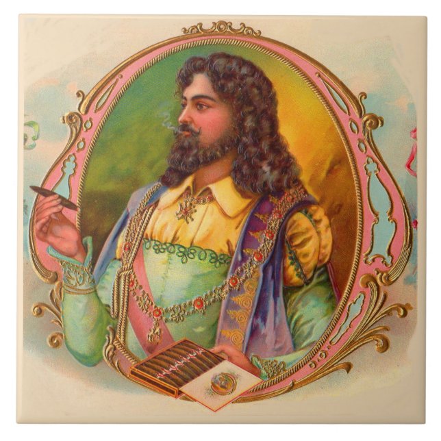 1600-talets cigarrrökare kakelplatta (Framsidan)