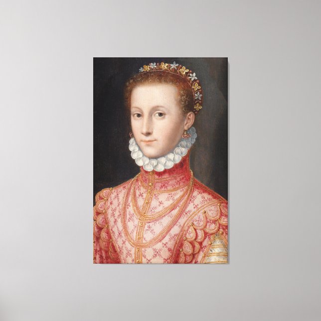 1600-talets Dam i Rosa Canvastryck (Framsida)