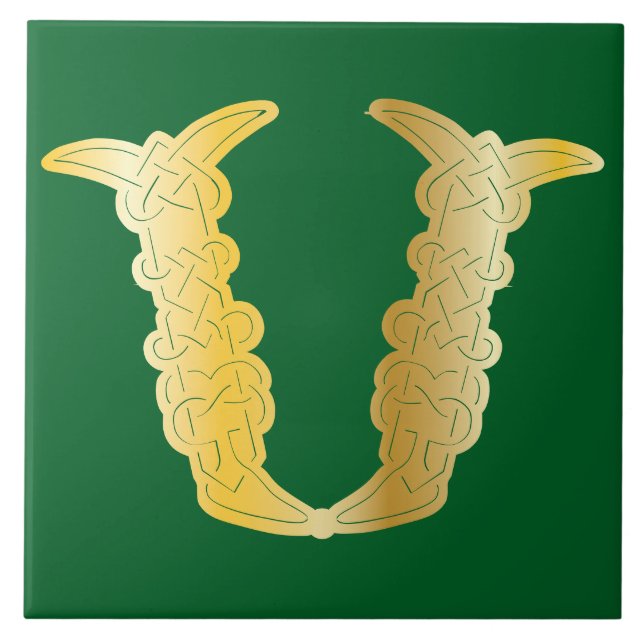 1600-talets keltiska, dekorativa huvudstad V Kakelplatta (Framsidan)