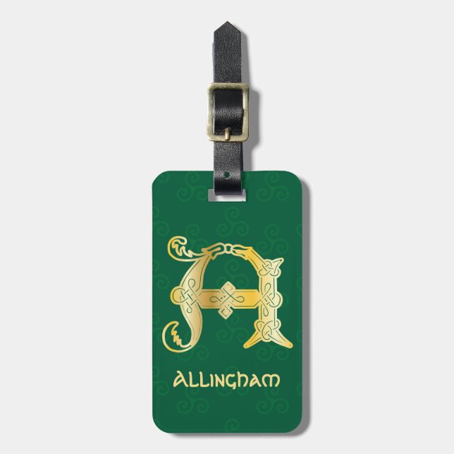 1600-talets keltiska, dekorativa kapital A Bagagebricka (Vertikal Framsida)