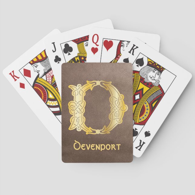 1600-talets keltiska, dekorativa kapital D Casinokort (Baksidan)