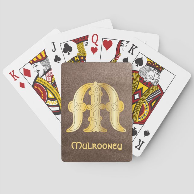 1600-talets keltiska, dekorativa kapital M Casinokort (Baksidan)