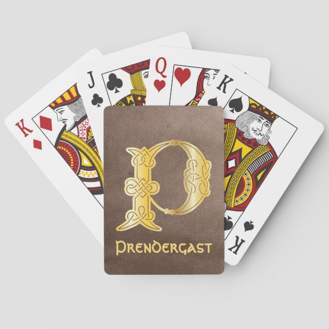 1600-talets keltiska, dekorativa kapital P Casinokort (Baksidan)