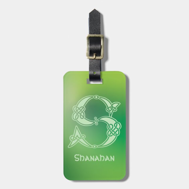 1600-talets keltiska, dekorativa kapital S Bagagebricka (Vertikal Framsida)