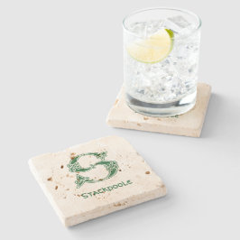 1600-talets keltiska, dekorativa kapital S Stenunderlägg