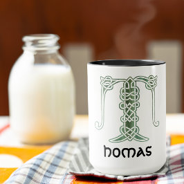 1600-talets keltiska, dekorativa kapital T Mugg