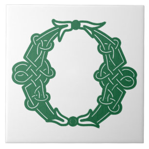 1600-talets keltiska Knot Decorative Capital O Kakelplatta