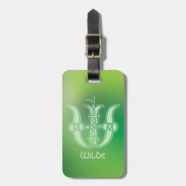 1600-talets keltiska Knot Decorative Capital W Bagagebricka (Vertikal Framsida)